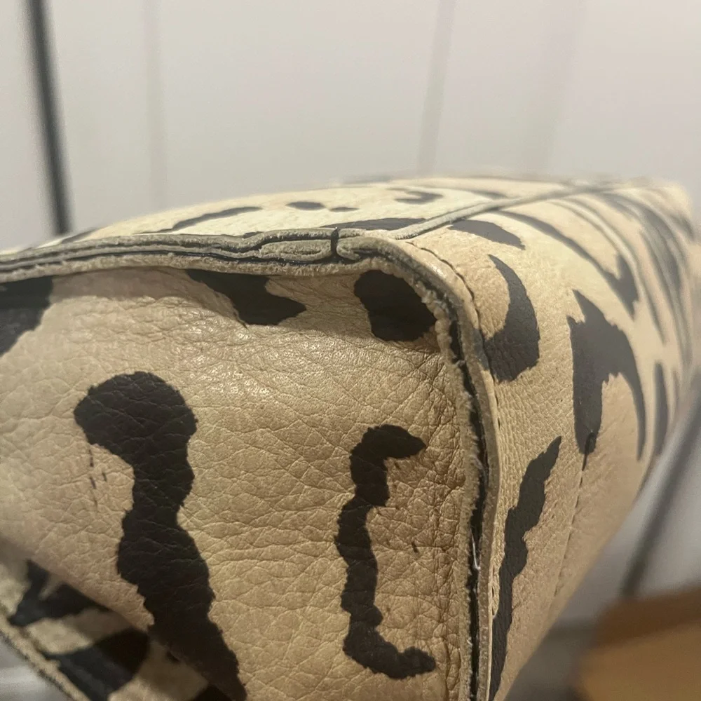 Furla Leopard Print Tote Bag - Black and Tan. Peeling inside***READ